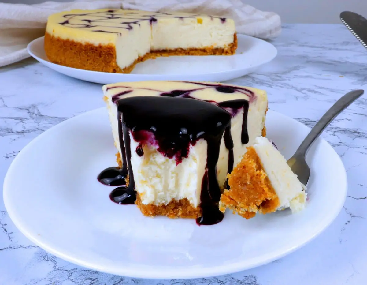 Blueberry Swirl Cheesecake with Sauce