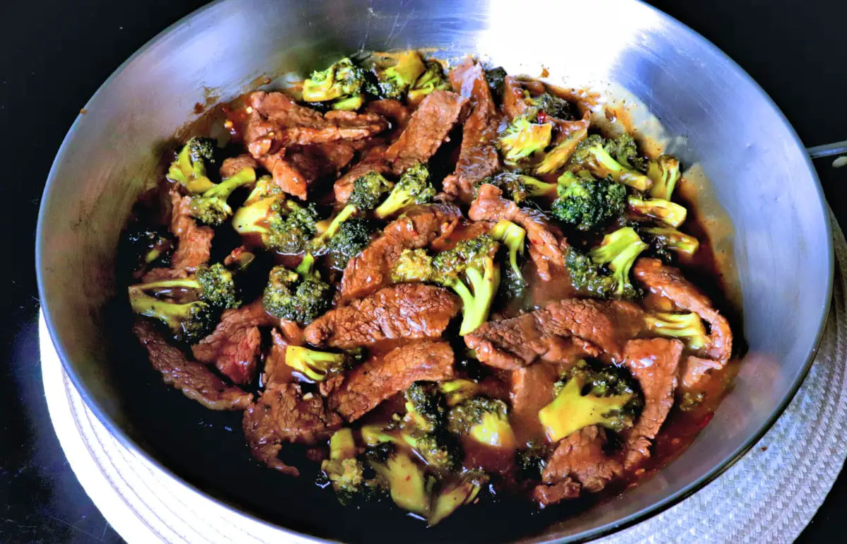Beef and Broccoli in pan