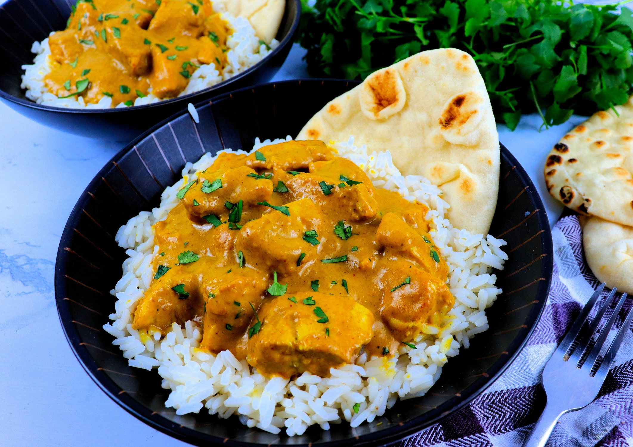 Chicken Curry with Basmati Rice and Naan Bread