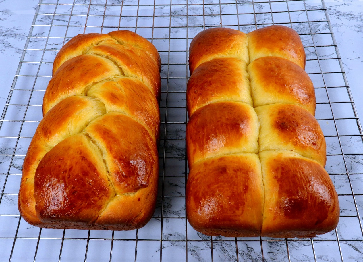 Baked Brioche on Cooling Rack