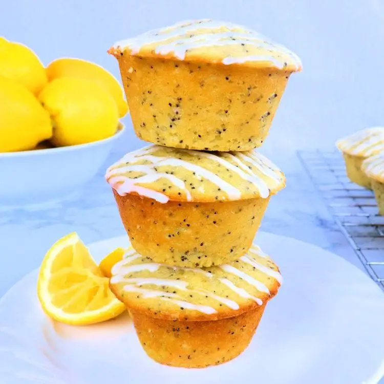 Lemon Poppy Seed Muffins Stacked