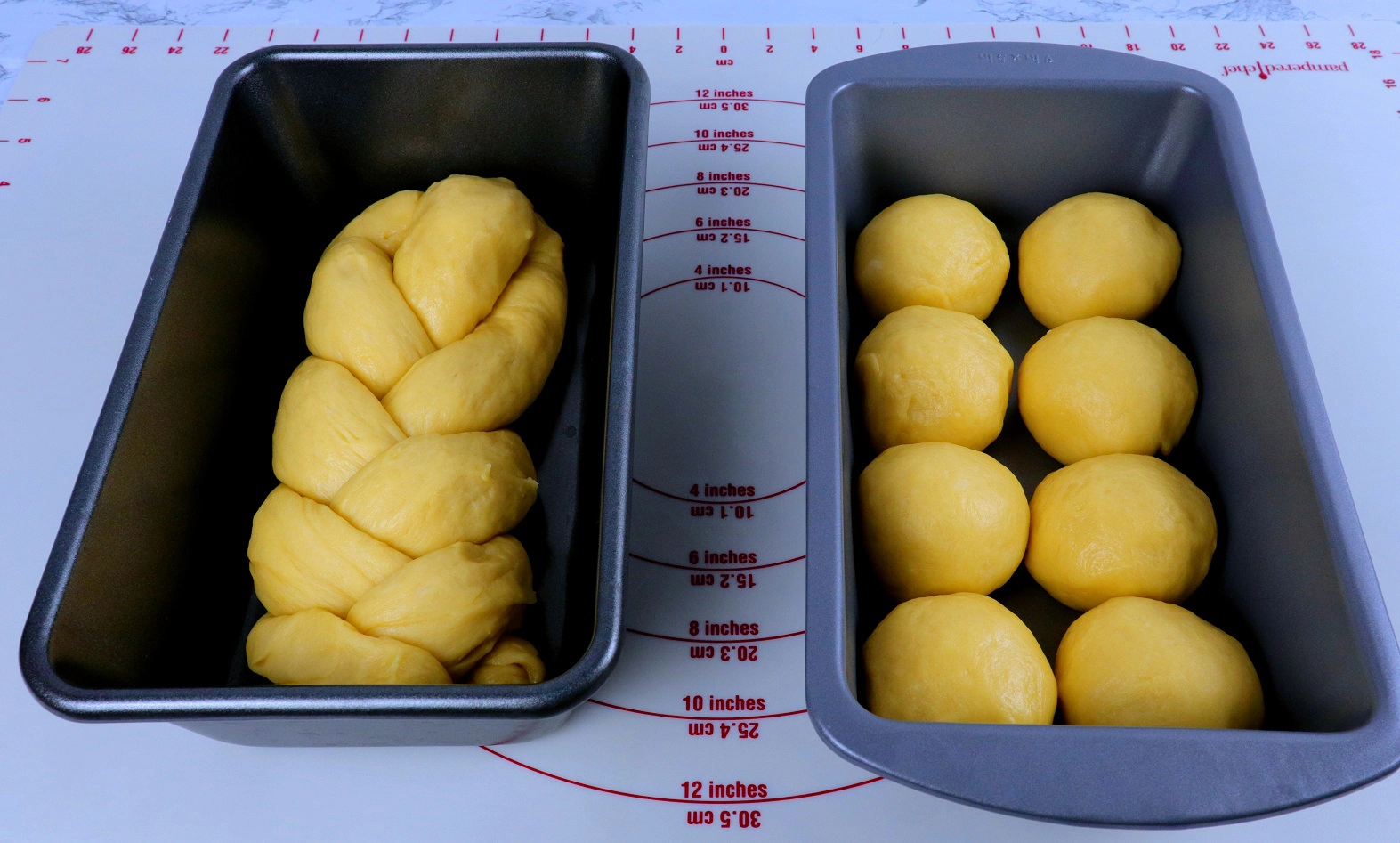 Braided Dough and Dough Balls in Pan