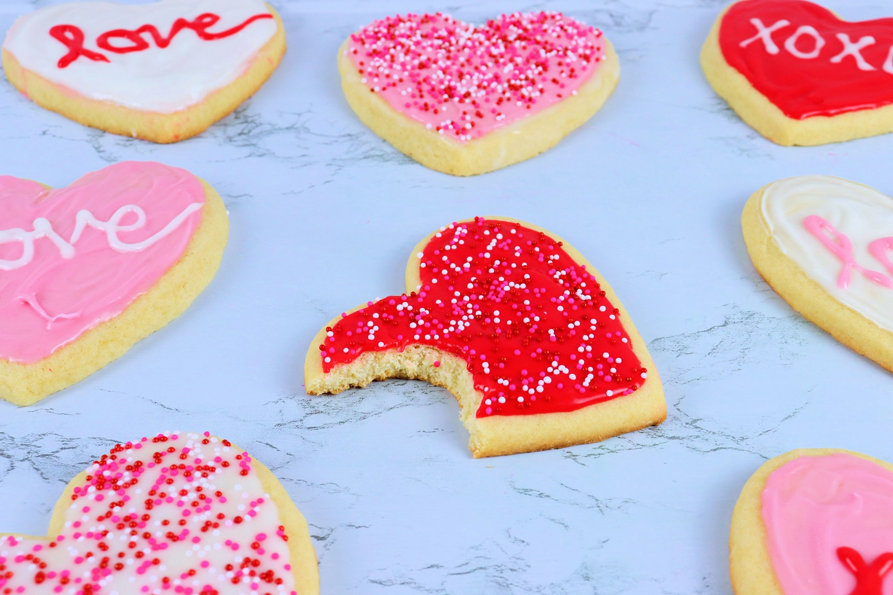 Valentine's sugar cookies with bite