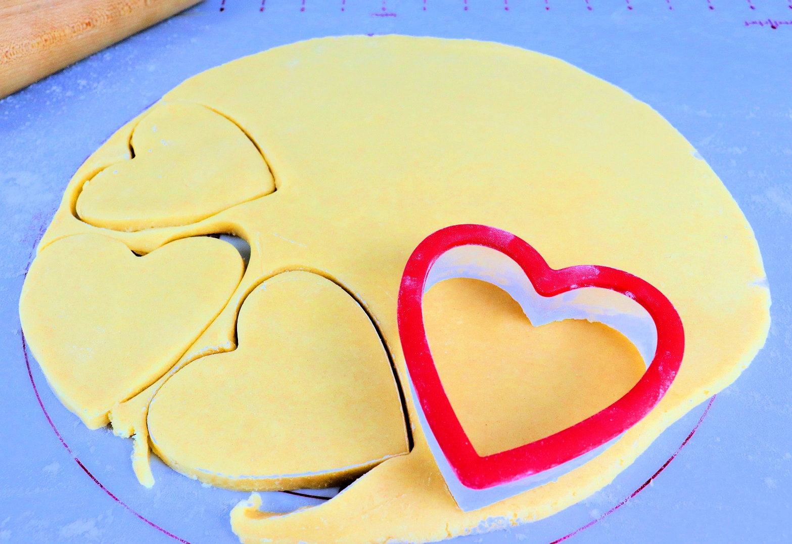 Cutting out Heart-shapes for Valentine's day cookies