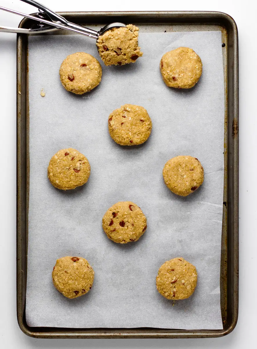 Cookie Dough Balls on Baking Sheet