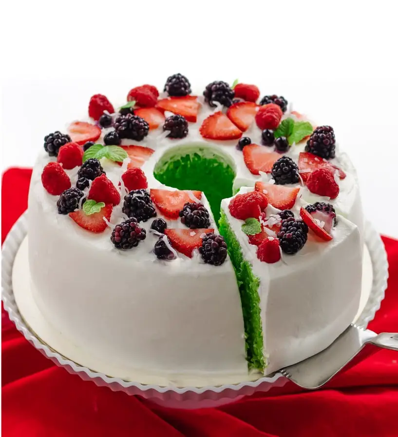 Pandan Cake with Whipped Cream and Berries