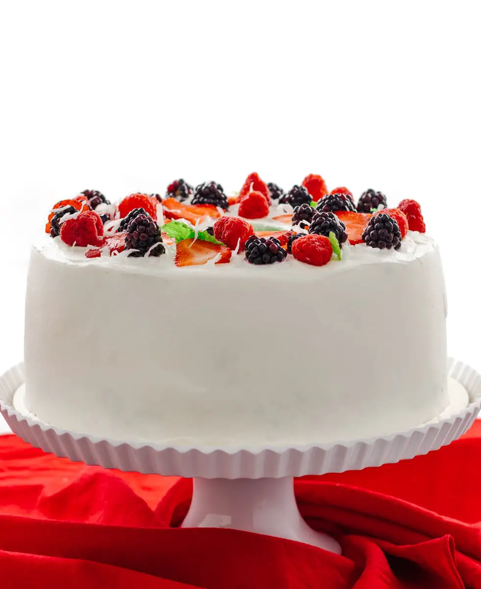 Pandan Cake with Whipped Cream and Berries