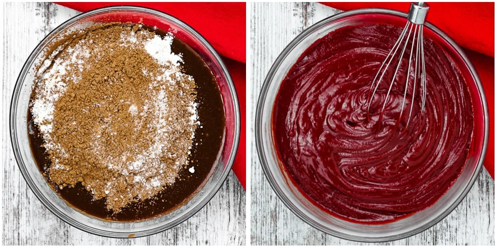 Dry Ingredients and Red Food Coloring