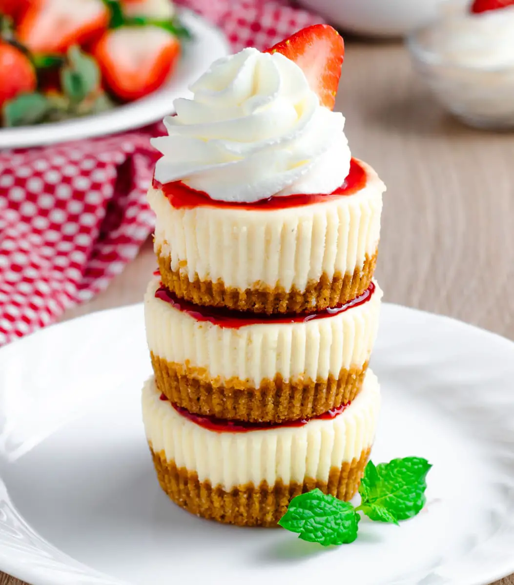 Mini Strawberry Cheesecake with Whipped Cream