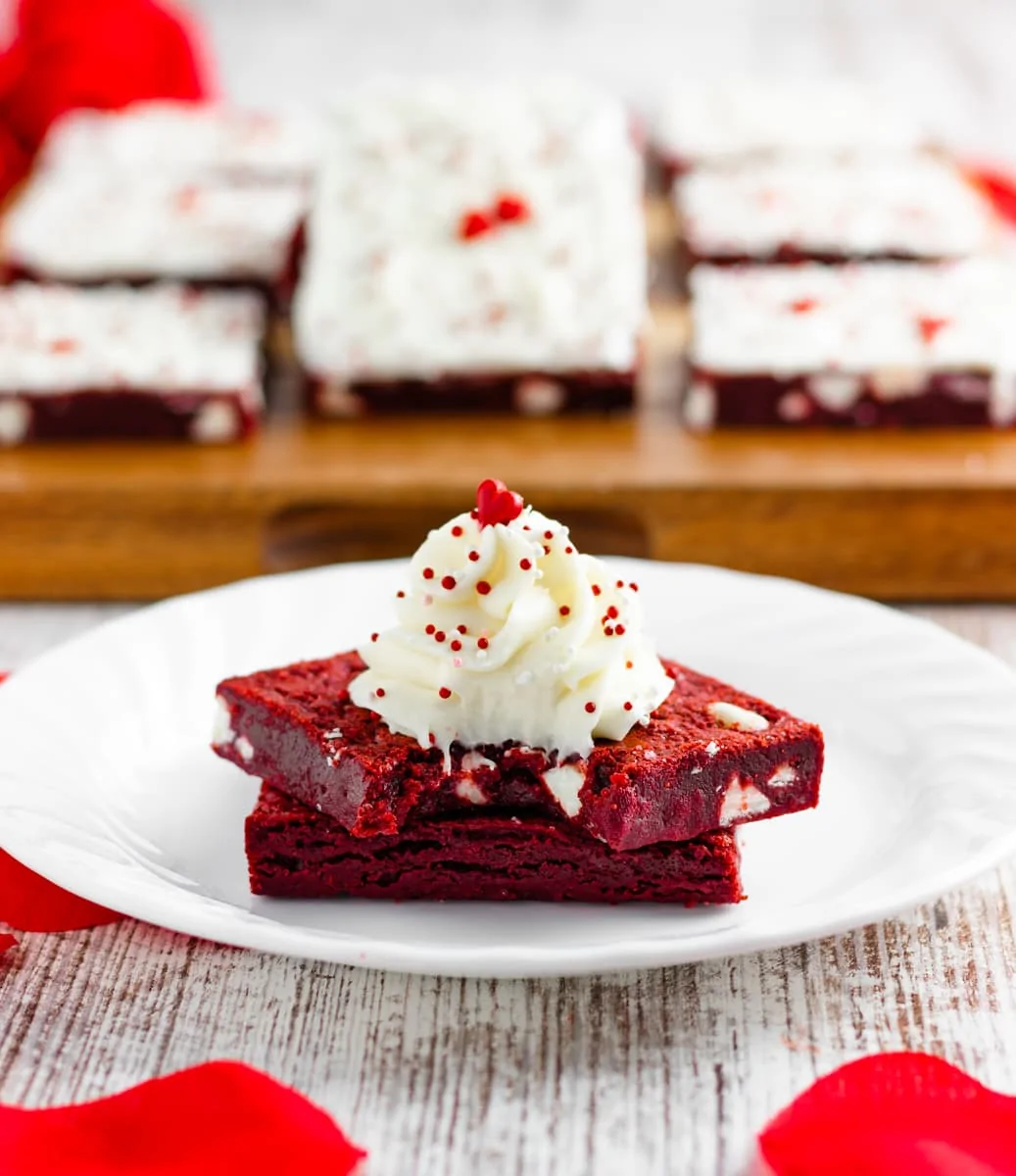 red velvet brownies with cream cheese frosting