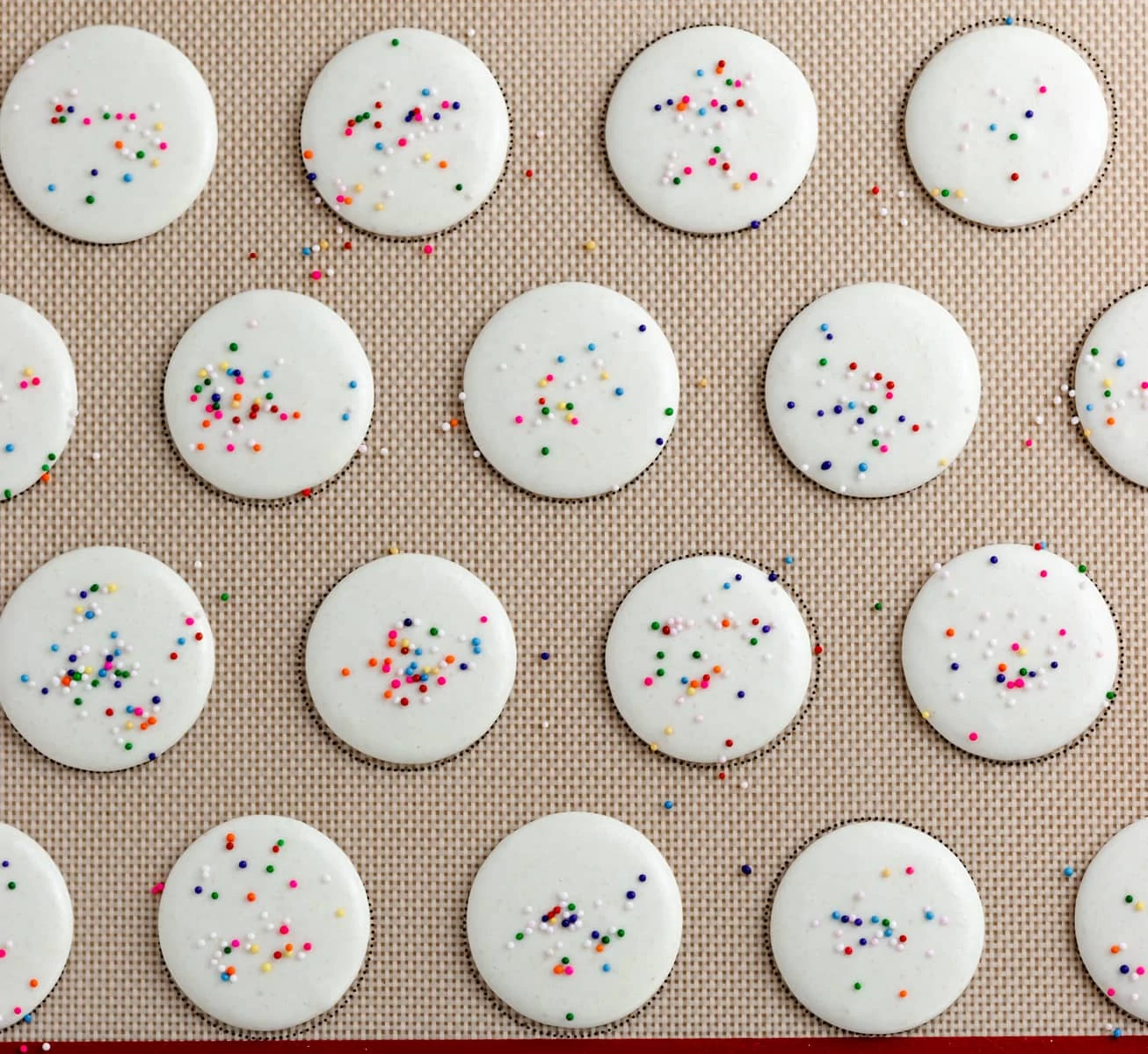Piped Macaron Shells with Sprinkles