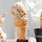 Coffee ice cream in cone
