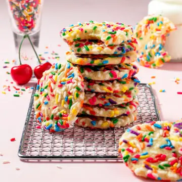 Sprinkle sugar cookies stacked