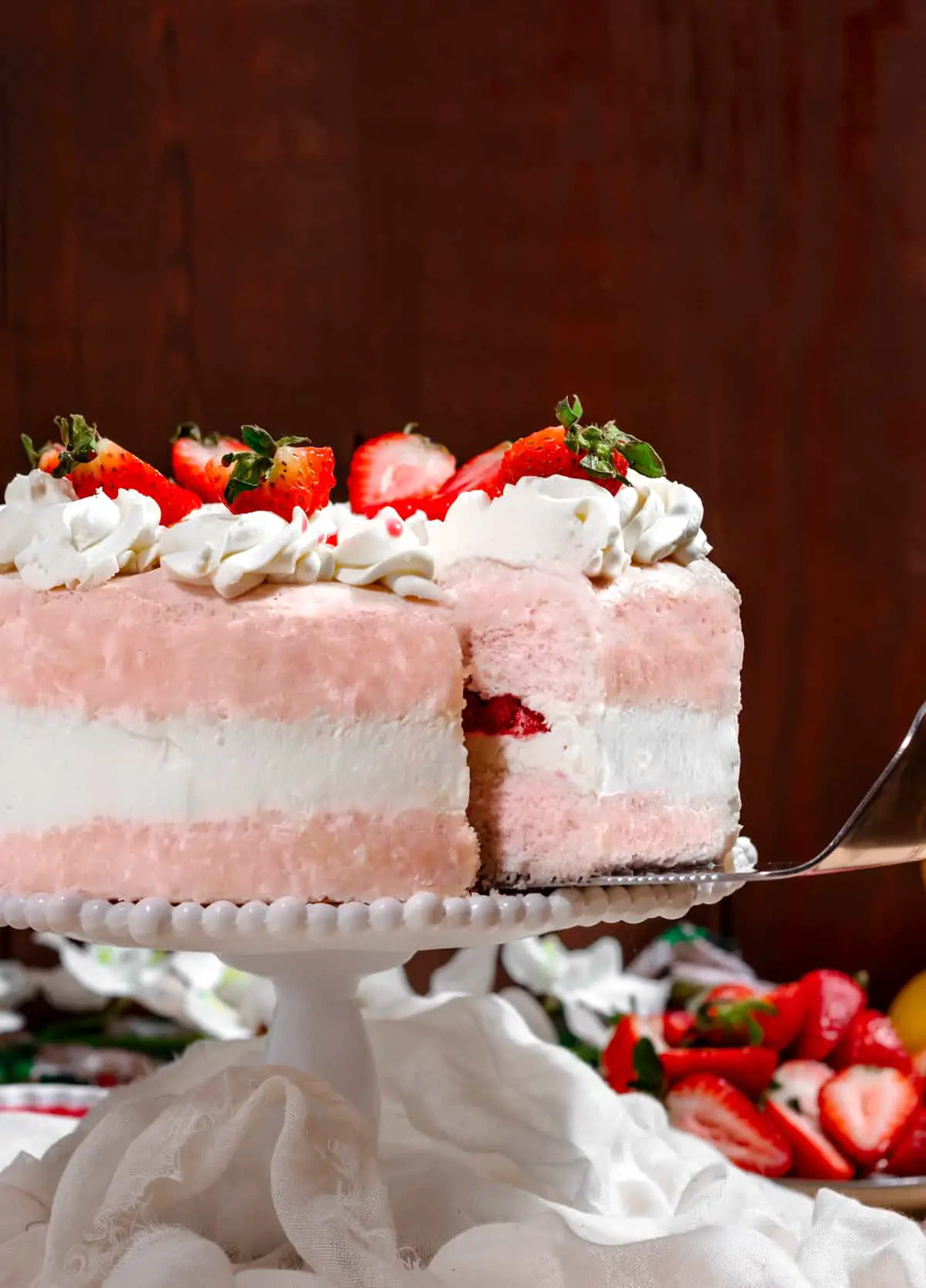 strawberry angel food cake slice