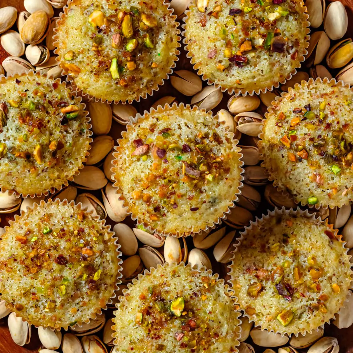 pistachio muffins on plate close up